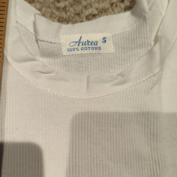 Vintage Aurea Mens Undershirt Tank Top Size 5 US Large White Ribbed Cotton - Picture 6 of 6